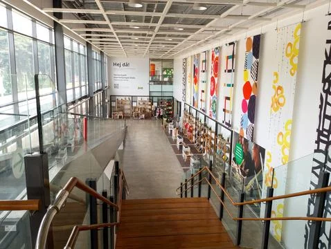 IKEA Store Interior with "Hej då!" Sign in Indonesia Stock Photos