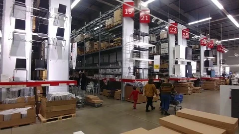 Ikea Store - Pan of Rows of Merchandise Stock Footage 99561575