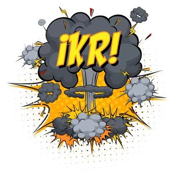 IKR text on comic cloud explosion isolated on white background Illustrazione stock