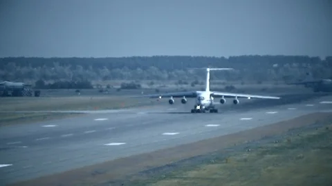 The Il-76 aircraft performs take-off Stock Footage 116537954