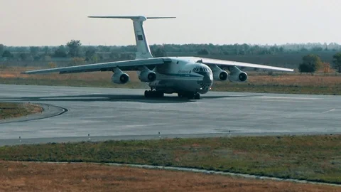 Il-76 performs a right turn Stock Footage 116536894