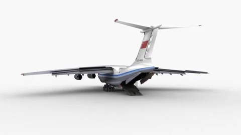IL 76 rotation 3D animation Stock Footage 294344244