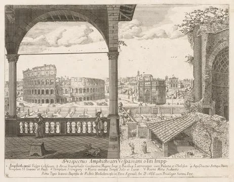 Il Colosseo e l'Arco di Costantino from "Prospectus Locurum Urbis Romae Ins.. Stock Illustration