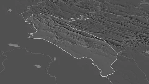 Ilam, Iran. Bilevel elevation map with surface waters Stock Illustration