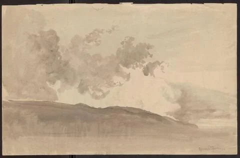 ï»¿Landscape with clouds; verso: Outline of two heads from the back. Thoma Foto stock