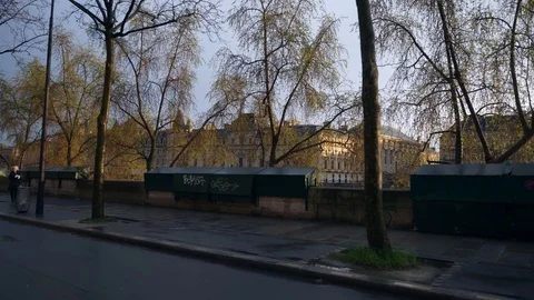 Ile de la Cite. Supreme Court. Paris France. Sunset over Cityscape. View fro Video stock 129490603