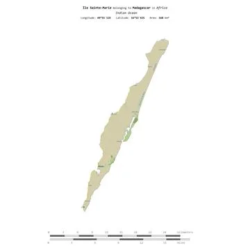 Ile Sainte-Marie. Madagascar. Shape on white. Topo Humanitarian Stock Illustration