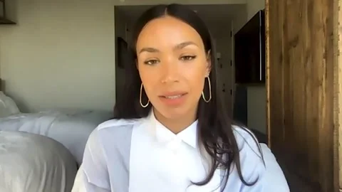 Ilfenesh Hadera is interviewed on zoom for 'Godfather of Harlem' Season 2 - 2021 Stock Footage 157436853