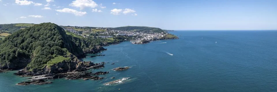 Ilfracombe Cliffs, North Devon Drone Aerial Panoramic Photo Stock Photos