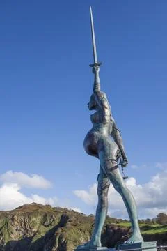 ILFRACOMBE, DEVON, UK - OCTOBER 19 : View of Damien Hirst's Verity at Ilfracombe Stock Photos