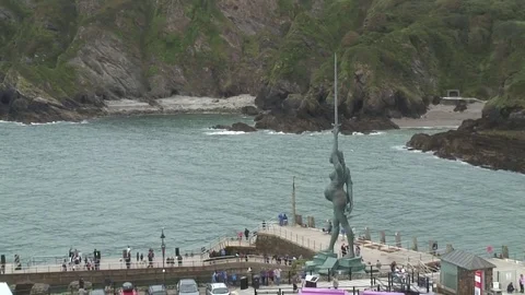 Ilfracombe Verity Statue 5 Video stock 79616159
