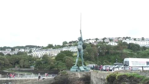 Ilfracombe Verity Statue 6 Stock Footage 79616630