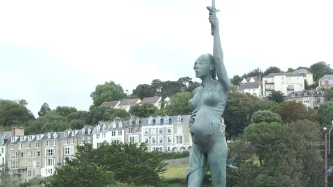 Ilfracombe Verity Statue 7 Video stock 79616193