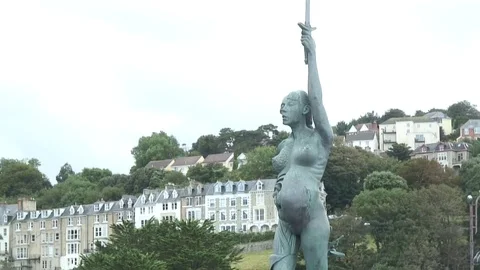 Ilfracombe Verity Statue 7b Stock-Footage 79616652