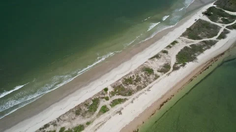Ilha do Mel Aerial: Beach Shoreline, Waves and Green Water Oasis Stock Footage 336455702
