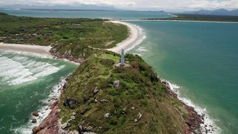Ilha do Mel Lighthouse Aerial: Majestic Coastal View in Parana, Brazil Stockbeeldmateriaal 336455510