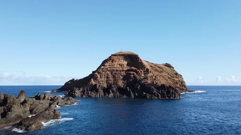 "Ilheu Mole" islet in Porto Moniz, Madeira island, Portugal Stock Footage 117857053