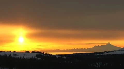 Iliamna Volcano Steaming Sunset Stock Footage 10862350