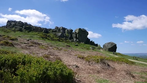 Ilkley Moor view Stock Footage 75302767