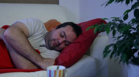 Ill man sleeping Stock Footage 47232027