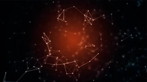 Ill - Red abstract plexus background for presentations, logo with moving elem Stock Illustration