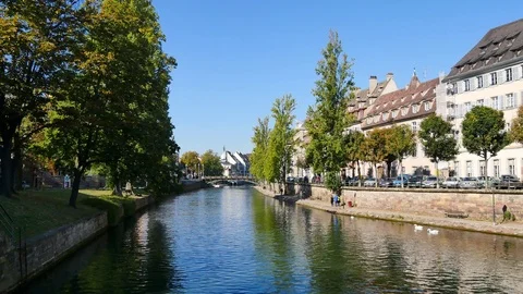 Ill river in Strasbourg. Stock Footage 96786696