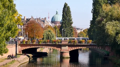 Ill river in Strasbourg. Stock Footage 96796497