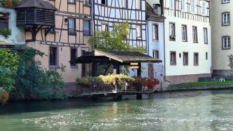 Ill river in Strasbourg. Stock Footage 96803380
