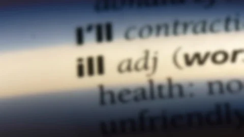 Ill word in a dictionary. Stock Footage 99560699