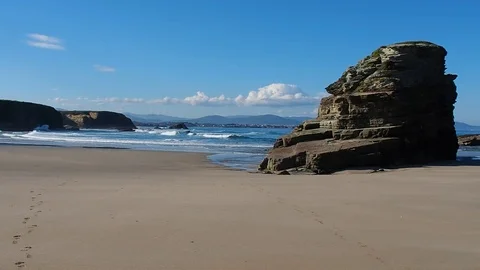 As Illas Beach in Ribadeo, Spain Stock Footage 70267579