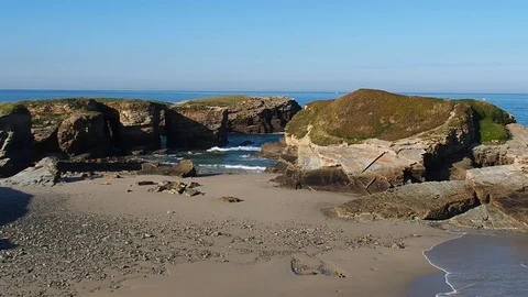 As Illas Beach in Ribadeo, Spain Stock Footage 70267984