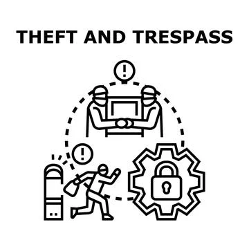 Illegal activity concept with theft and trespass system Stock Illustration