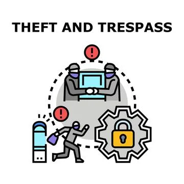 Illegal activity concept with theft and trespass system Stock Illustration