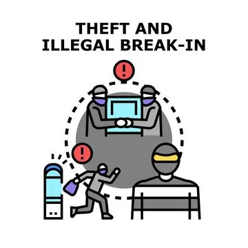 Illegal break in and cyber theft criminal concept Stock Illustration