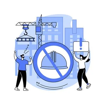 Illegal building abstract concept vector illustration. Ilustración de archivo