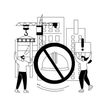 Illegal building abstract concept vector illustration. Ilustração Stock