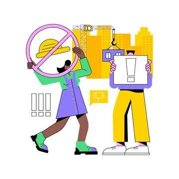 Illegal building abstract concept vector illustration. Ilustración de archivo