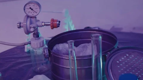 Illegal chemical laboratory, flasks close-up Vídeos de archivo 201384768