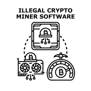 Illegal crypto miner software vector concept illustration Stockillustratie