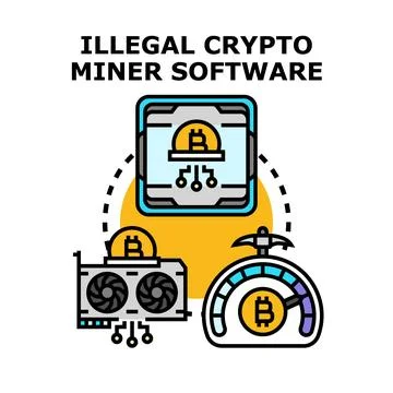Illegal crypto miner software vector concept illustration Illustrazione stock