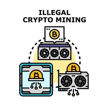 Illegal crypto mining process with gpu hardware Stock Illustration