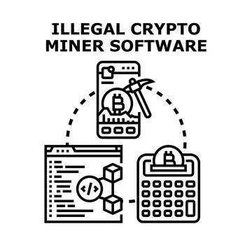 Illegal crypto mining software creating unauthorized digital currency Stock-Illustration
