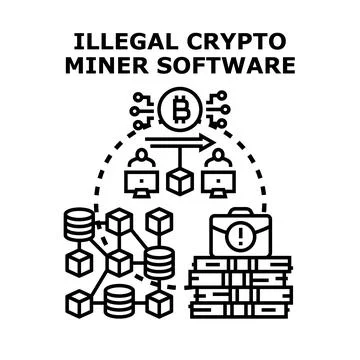 Illegal crypto mining software using distributed network Stock-Illustration