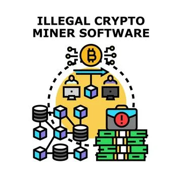 Illegal crypto mining software using distributed network Ilustración de archivo