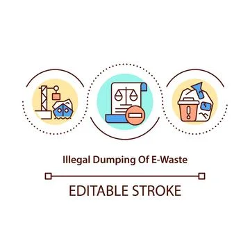 Illegal e-waste dumping concept icon Stock Illustration