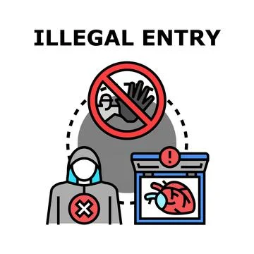 Illegal entry concept preventing unauthorized access Stock Illustration