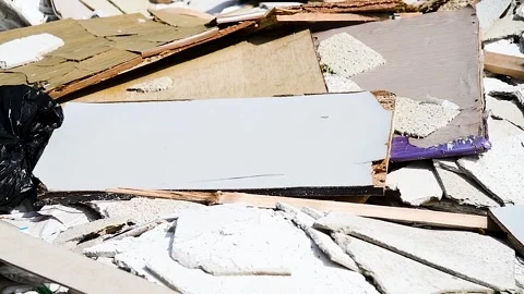 Illegal garbage dump near the forest Stock Footage 310052947