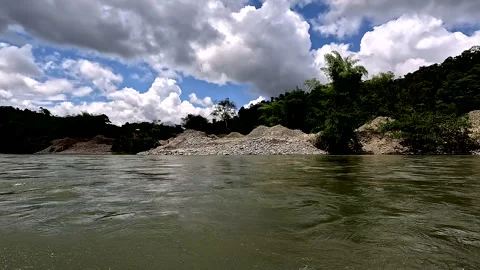 Illegal gold mine; gold mining result of deforested area 库存影片 336917355