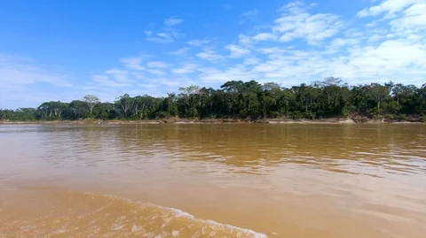 Illegal gold mining on the Amazon Rio, Stock Footage 115096634