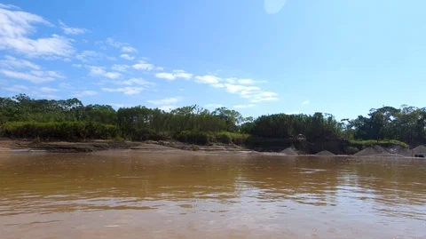 Illegal gold mining on the Amazon Rio Stock Footage 115097247